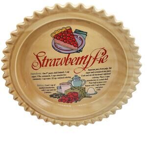 Vintage WCL Strawberry Pie Plate Recipe Decorative Ceramic Baking Serving Dish